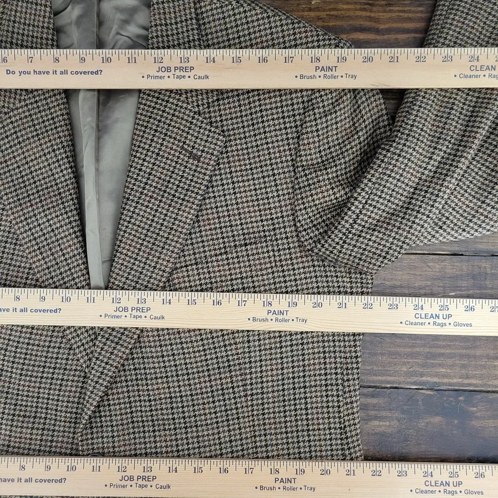 Evan Picone Men's Sport Coat Blazer Two Button Flannel Lambs Wool Houndstooth42L